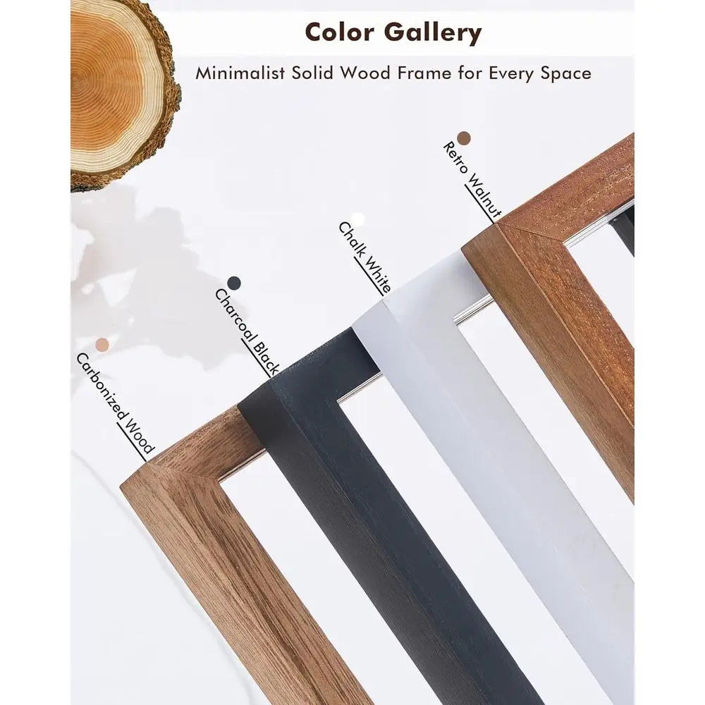 زوج من إطارات الصور الخشبية الصلبة مقاس 13 × 19 مع زجاج شبكي مزدوج لصور مقاس 11 × 17/14، لمسة نهائية من خشب الجوز الداكن
