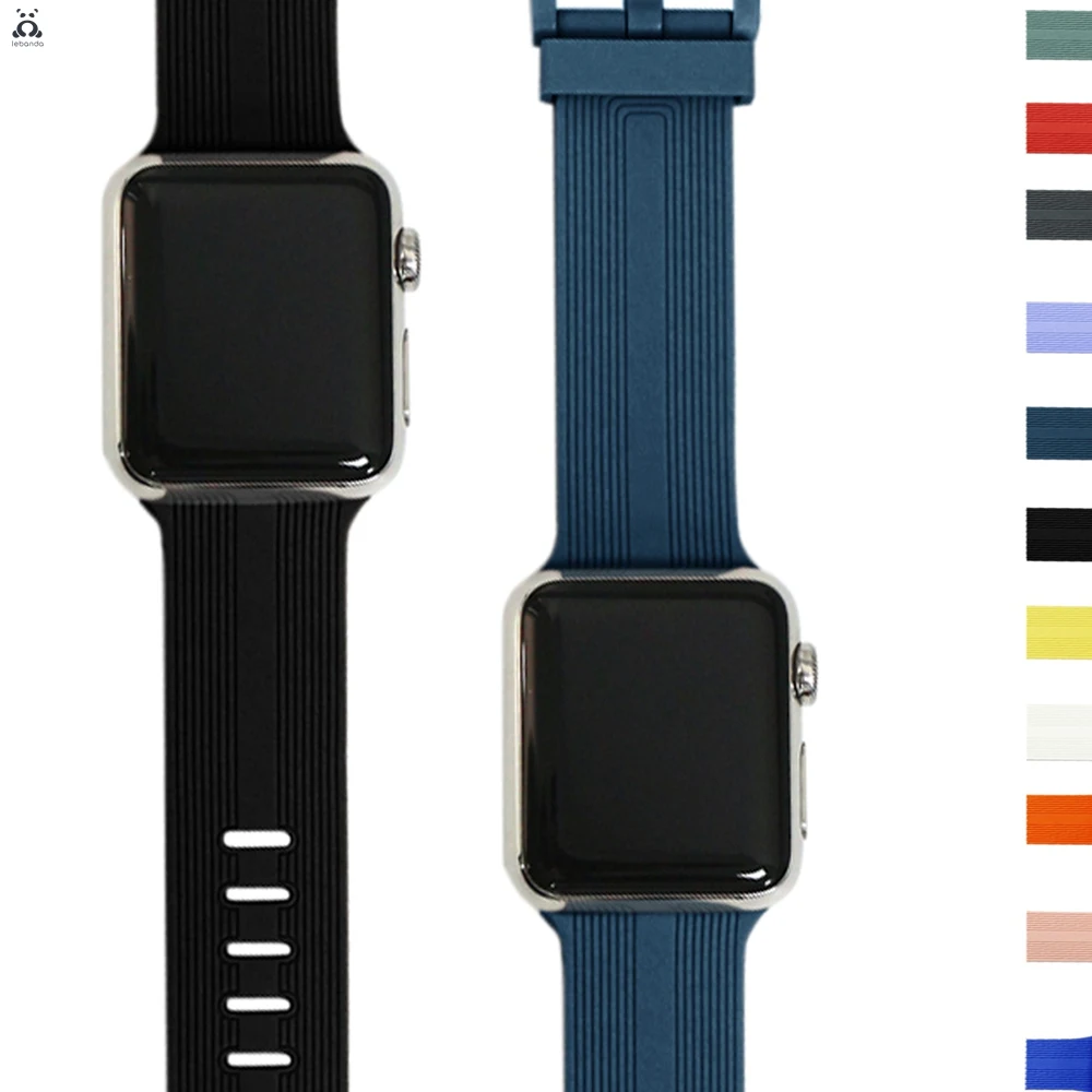 Силиконовый ремешок для Apple Watch series 7 6 SE 5 4 3 2, мягкий силиконовый браслет для iWatchtire, с классическим дизайном, 41 45 мм