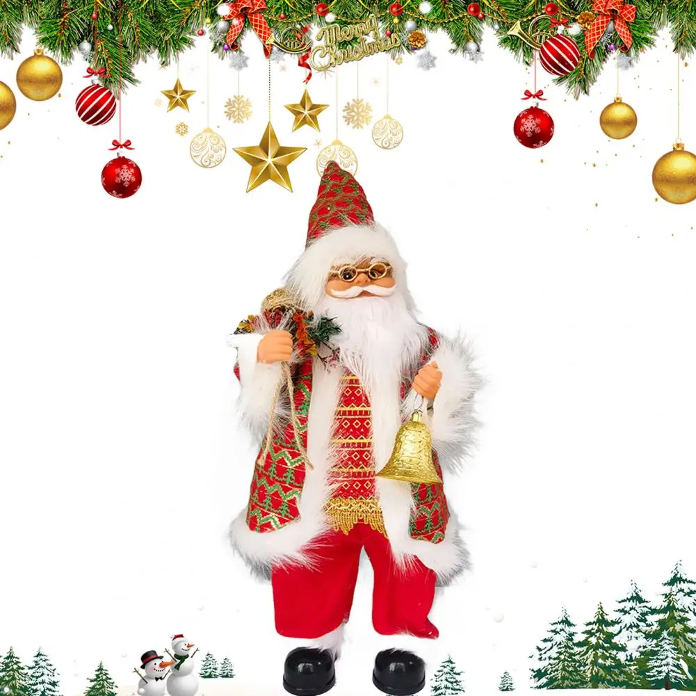 Tall Santa Claus Doll Battery Operated Dancing Santa Claus Toy Singing Plush Doll Desktop Decoration Father Christmas for Party