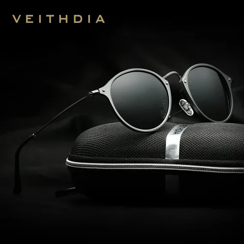 VEITHDIA-gafas de sol redondas para hombre y mujer, lentes de sol Unisex con revestimiento polarizado, espejo deportivo para conducir, 6358