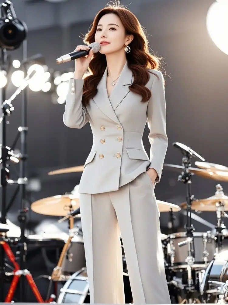 Autumn and winter temperament goddess style high-end small fragrance suit jacket+pants set trend