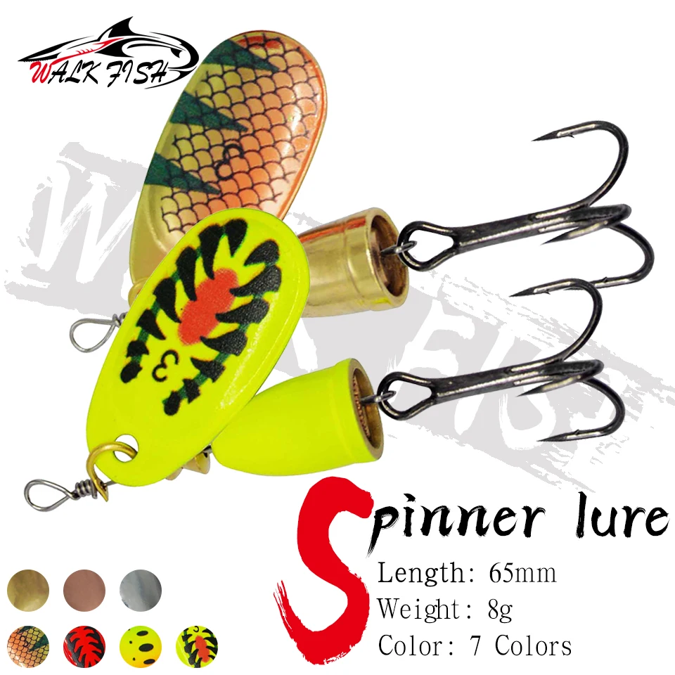 WALK FISH Spinnerbait Fishing Lure 8g Sinking Spoon Metal Spinner Trout Treble Hook Isca Wobbler Feeder For Pike Bass Bait