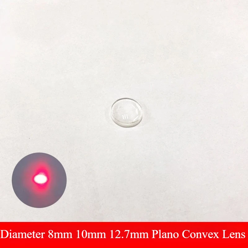 Diameter 8mm 10mm 12.7mm Plano Convex Lens Laser Focusing Collimating  Lens K9 Material Multiple Focal Length