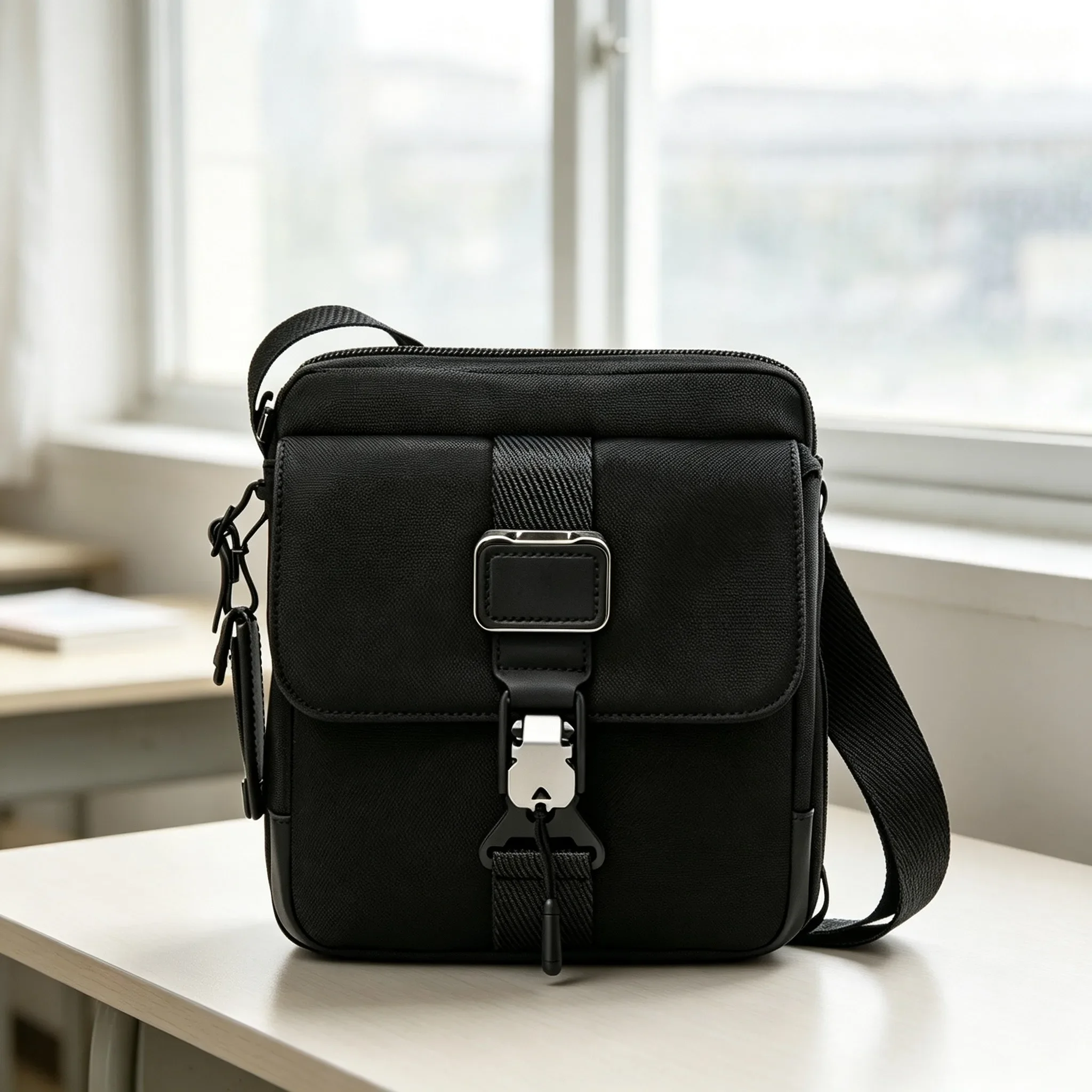 New Trendy Nylon Small Square Bag for Men, Lightweight Casual Single Shoulder Crossbody Bag