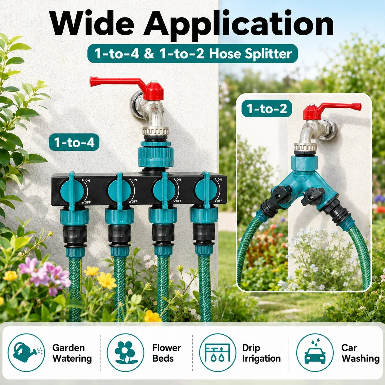Faucet Connector Garden Accessories Water Distributor 4 Way Watering Supplies Irrigation Fittings Tool Hose Splitter System Home