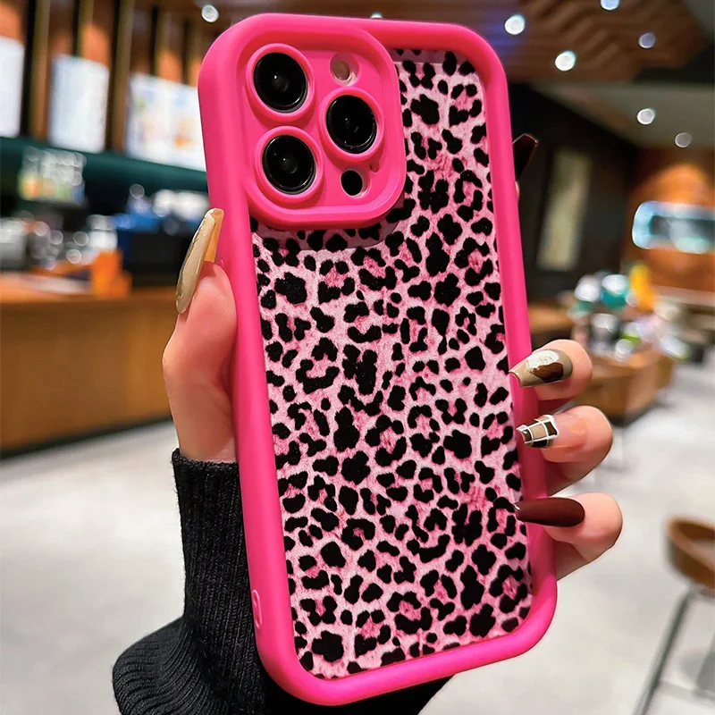 

Case For iPhone 16 15 14 Pro Max XS X XR 13 12 11 7 8 Plus SE 3 2022 Cheetah Print Magenta Sexy Leopard Pattern Soft Phone Cover