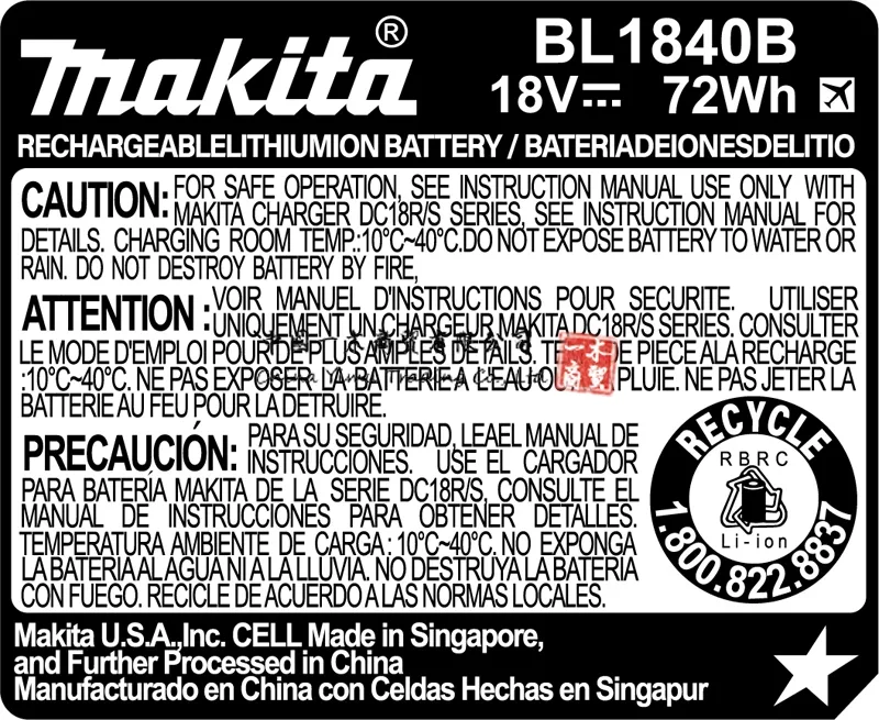 Bateria genuína do Lítio-íon de LXT para BL1850B, BL1830B, BL1840B, BL1860B, etiquetas da bateria, 18V, 4.0Ah, 3.0Ah, 6.0Ah, caixa do Li-íon, novo