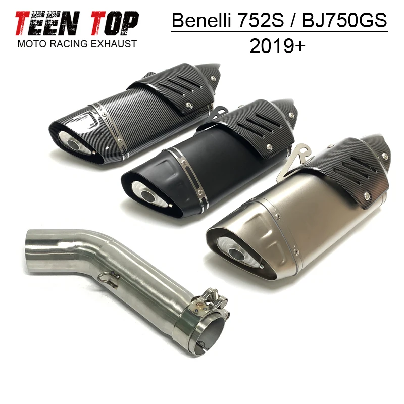 Motorcycle Exhaust System For Benelli 752S BJ750GS Slip-on Exhaust 2019+ Steel 51mm Escape Moto Middle Pipe BJ750GS Link Pipe