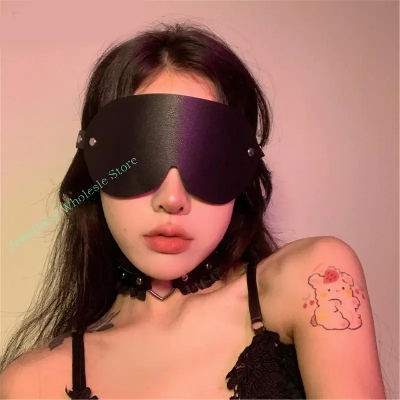 R7UF PU Leathers Cosplay Blindfold Eye Mask Adults Sex Erotic BDSM Eye Mask