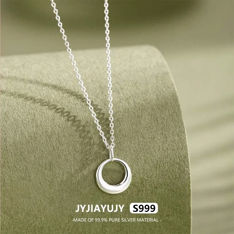 

JYJIAYUJY 100% цельное оригинальное чистое серебро S999 45 см ожерелье-цепочка 10 мм круглая подвеска в виде луны дизайн модные женские украшения JYN95