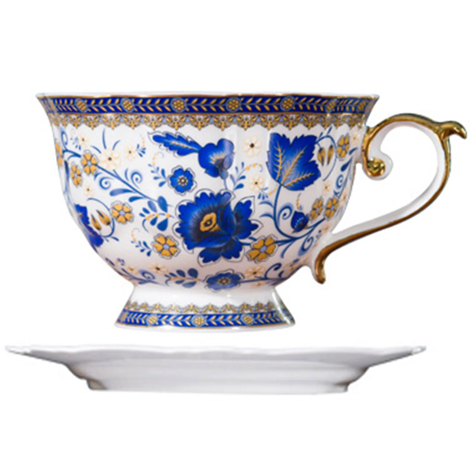 Fiore cinese Tazza da caffè in porcellana bianca Squisito tè pomeridiano Tè Casa Tazza in ceramica Piattino Piatto da dessert Tazza Regali di compleanno