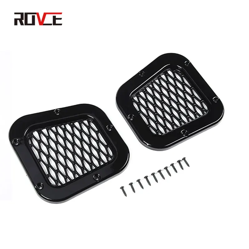 ROVCE-guardabarros de flujo de aire para coche Land Rover Defender 90, 110, 2004-2019, ABS, negro, lateral, agujero de entrada, pegatina de estilo de rejilla