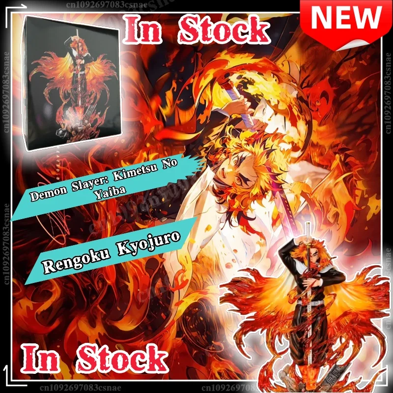 

In stock Demon Slayer GK Flame 30cm Hashira Kyojuro Rengoku Drawing Sword Anime Figure Statue Model Toys
