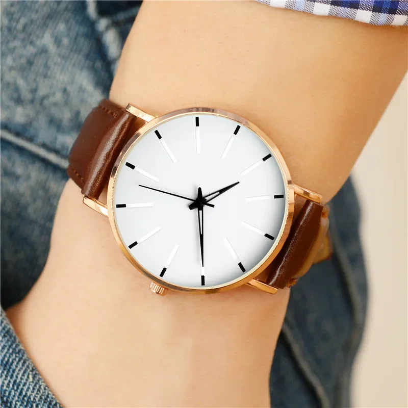 Men\'s Thin Strap Quartz Watch Leather Strap Minimalist Multicolor Watch Luxury Stainless Steel Dial Wristwatches reloj hombre