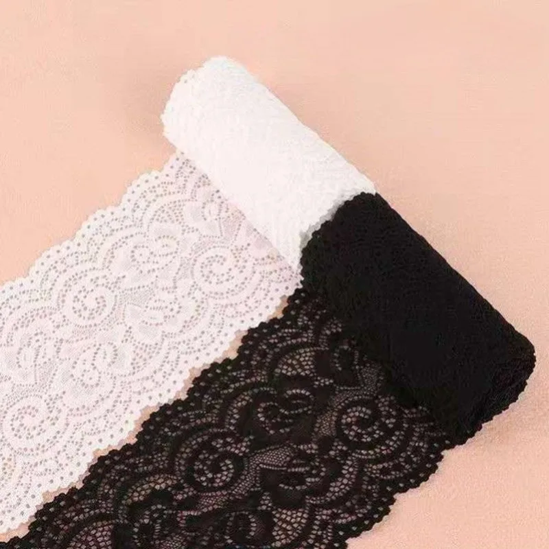 (1 yards/roll) African fabric lace high quality 2024 stretch black and white stretch handmade accessories skirt hem width：10CM