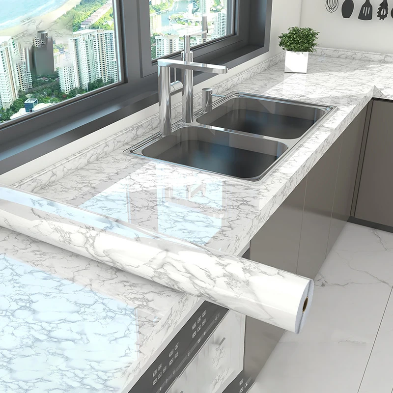

Marble Kitchen Oil-Proof Film Stove Waterproof Moisture-Proof Self-Adhesive Wallpaper Countertop Cabinet Renovation Tile Sticker