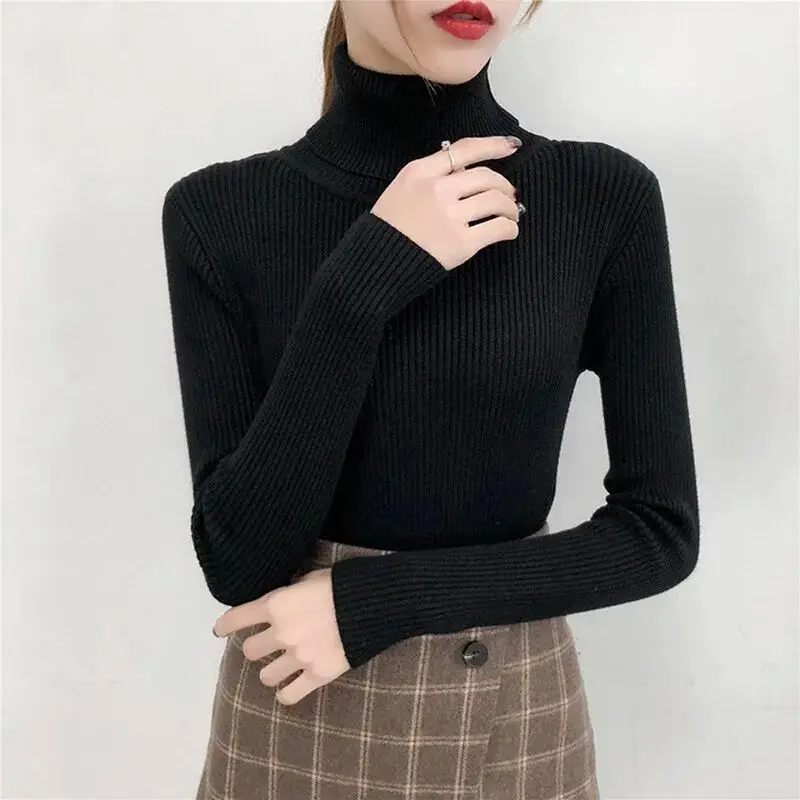 Women's Winter Pullover Sweater Knitted Turtlene Long Sve Faionable Casual Comfortable Ne Warmer Top