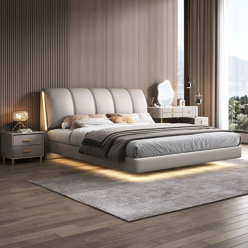 Modern Luxury  Bedroom Furniture Soft Up-holstered Beds king Size Bed Double Bed Frame Leather Set with Storage Box Design House