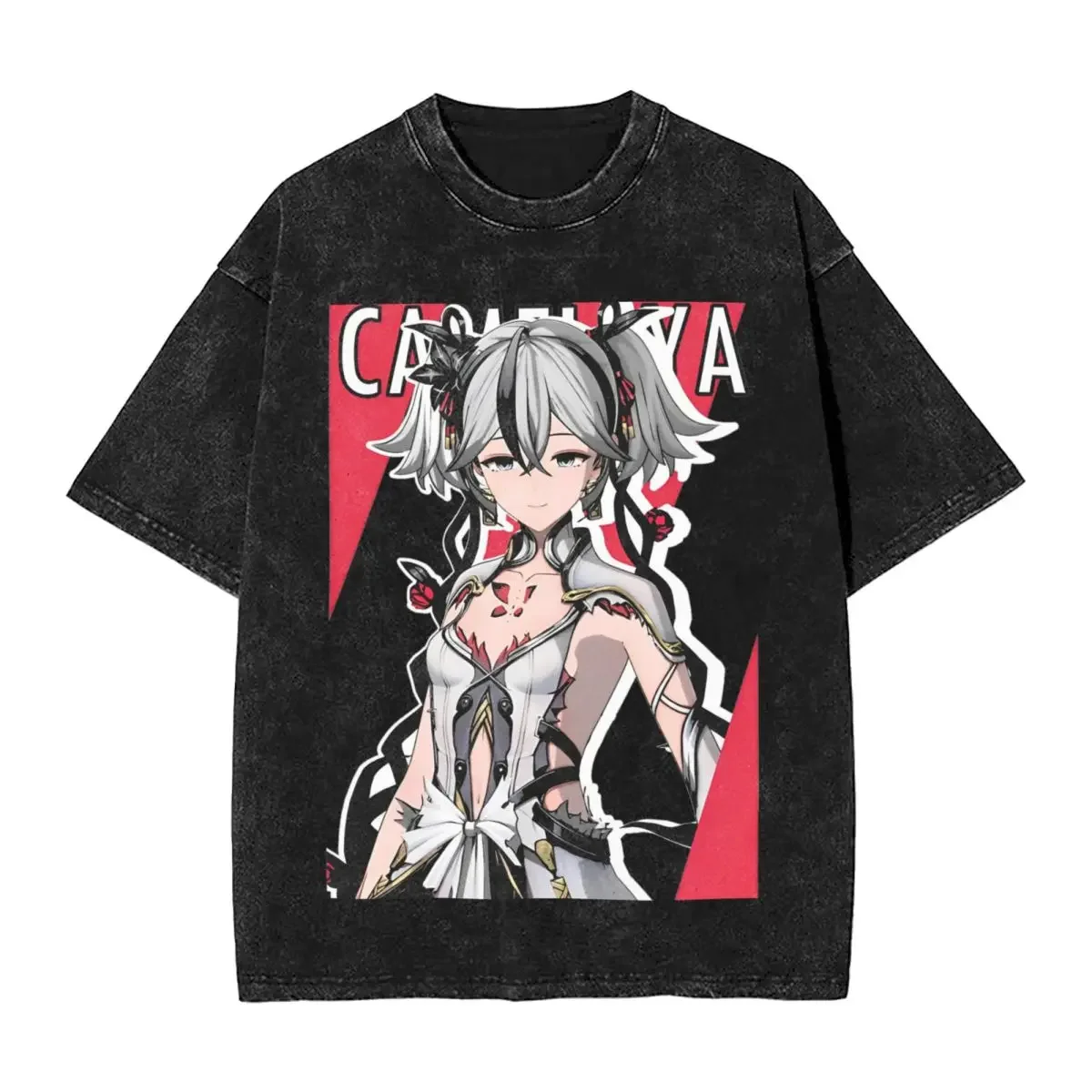 NG Washed T Shirts Wuthering Waves Camellya Vintage Anime Game Streetwear Graphic Tops Tee Shirt for Men Women