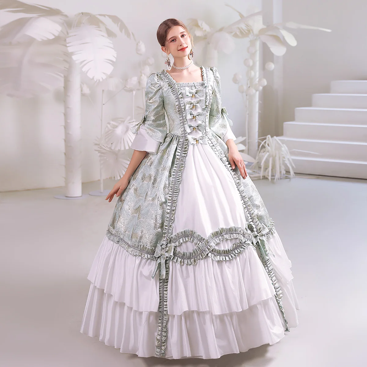 

European-Style Elegant Rural Jacquard Dance Catwalk Photography Women's Robe Drama Performance Annual Meeting Court Dress