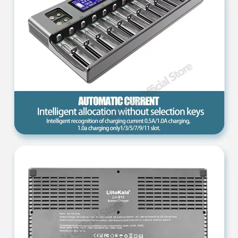 LiitoKala Lii-S12 Lii-S8 S6 S4 18650 21700 26650 9V Battery Charger LCD 1.2V 3.8V 3.2V 3.7V 26700 20700 IMR NiMH/Cd AA AAA 14500