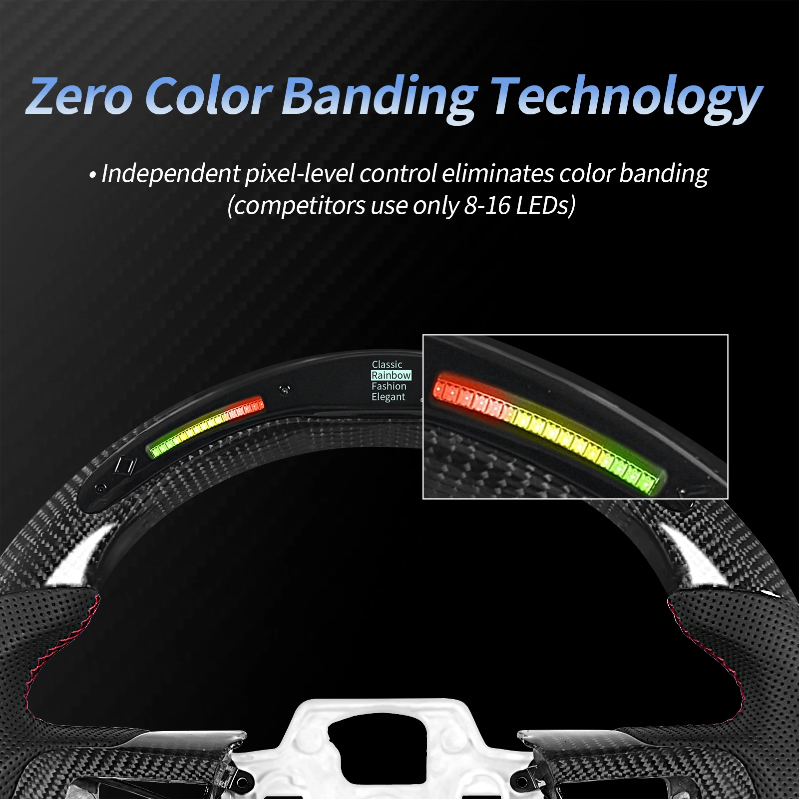 Carbon Fiber Perforated Leather Steering Wheel With LED RPM Display For Ford Mustang 2018