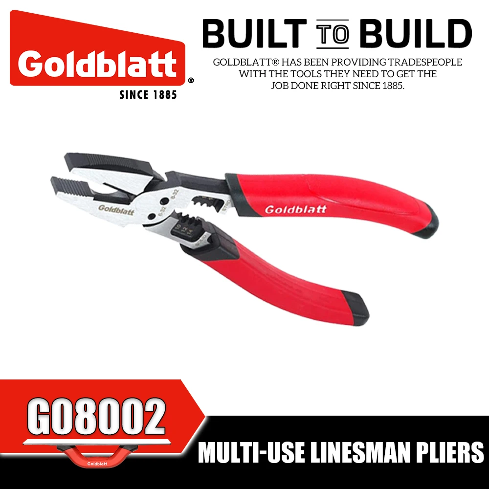 GOLDBLATT G08002 Linesman Pliers G08003 Long Nose Pliers G08004 Diagonal Pliers Multi-Use Hand Tools
