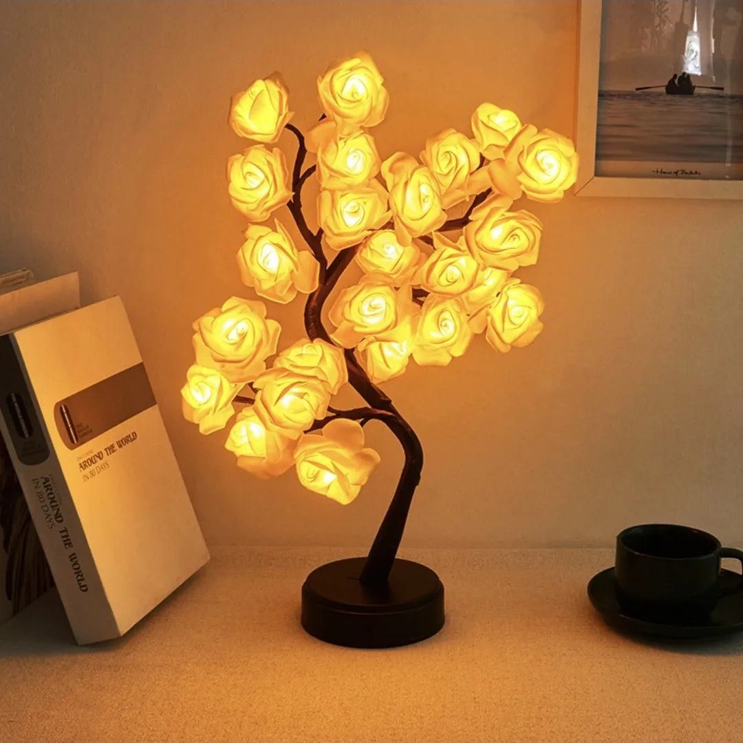 Bedroom Living Room Atmosphere LED Tree Light Home Rose Decoration Light Maple Leaf Light Christmas Decoration Small Night Light