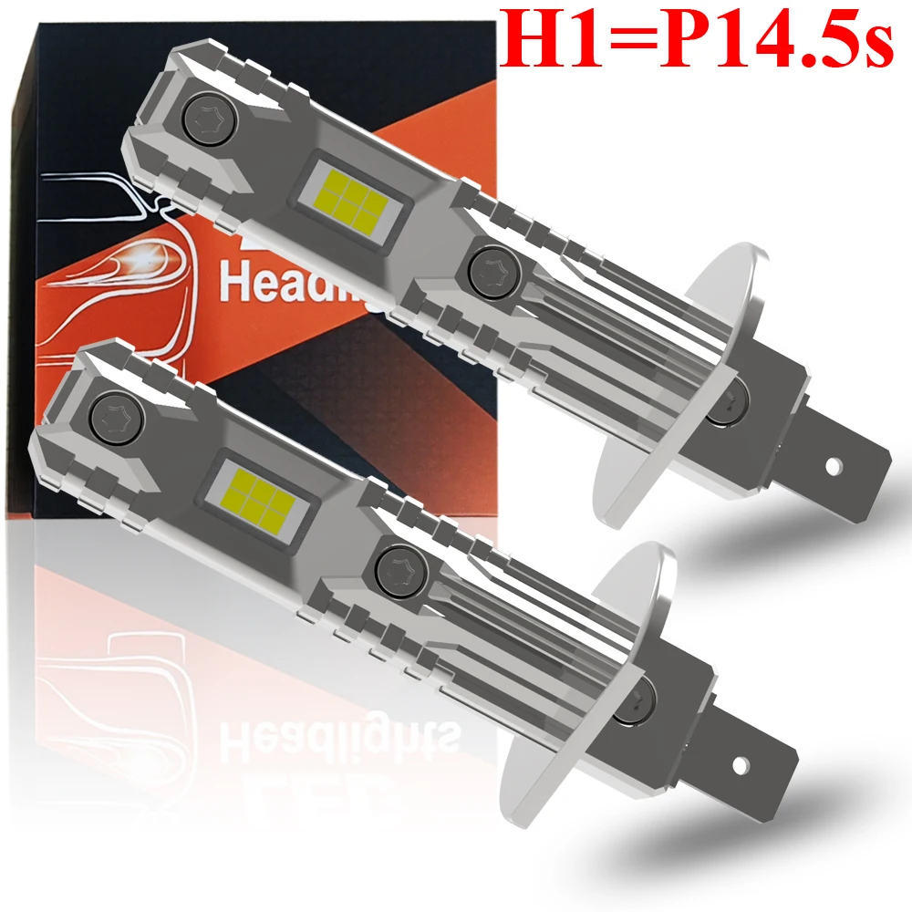 2pcs H1 P14.5s Led Headlight High Power Car Turbo Diode White Moto Fog Lamp 12v Bulbs Super Bright Powerful No Adapter Required