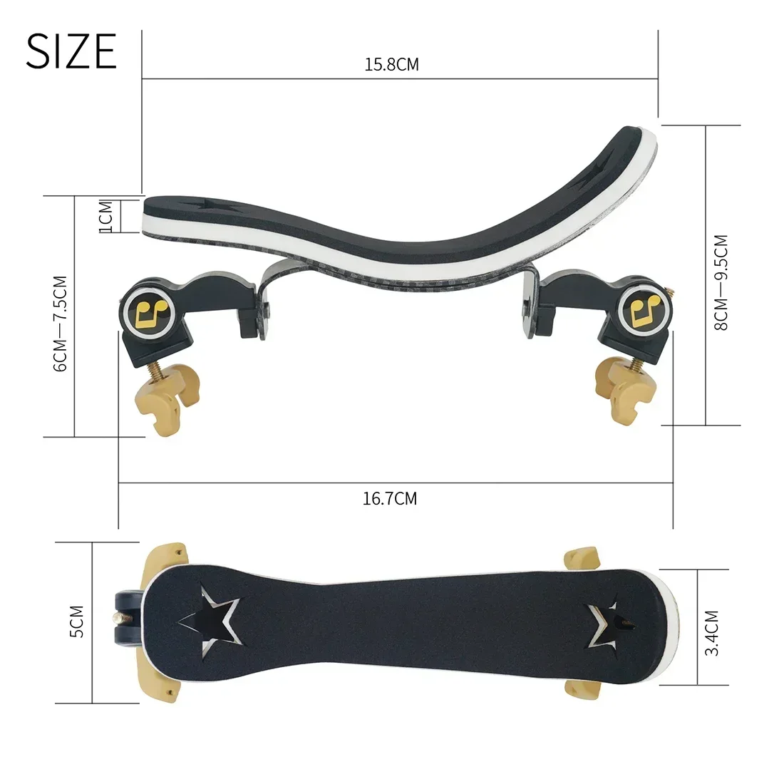 IRIN Violin Shoulder Rest 1/4 1/8 1/2 3/4 4/4 Violin Aluminium Shoulder Rest Adjustable Height Plucked Instruments Accessories