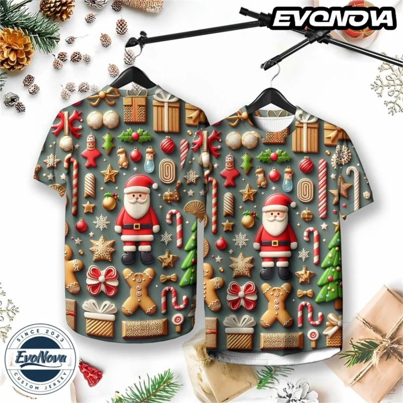 2026 Happy New Year 3D Print T-shirt Christmas Theme Family Party Short Sleeve T Shirts Cute Santa Claus Graphic Tee Top
