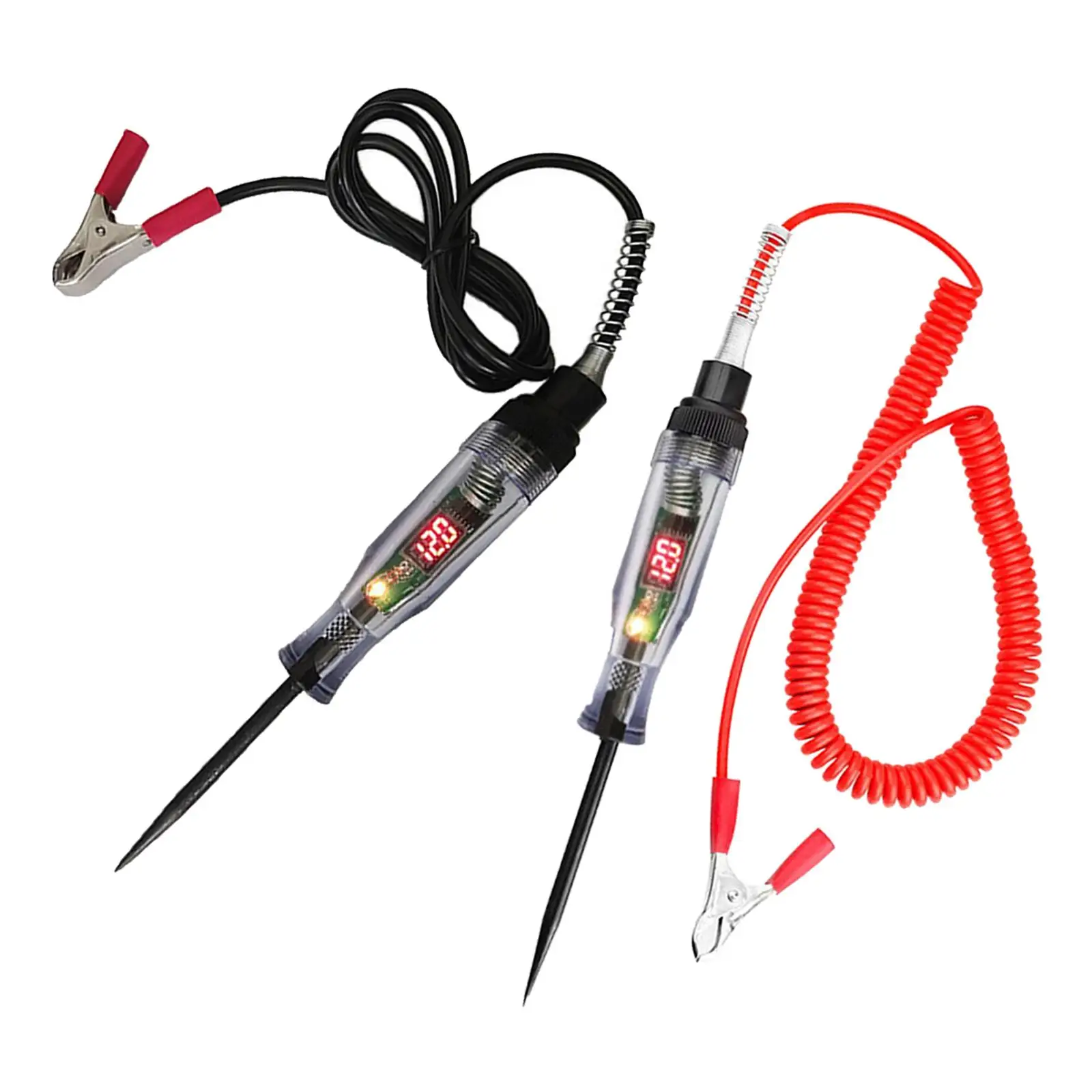 Auto Digital Circuit Tester Long Steel Probe 6-24V Car Digital Electric Pen Light Tester for Motorcycle SUV Car Sedan Truck