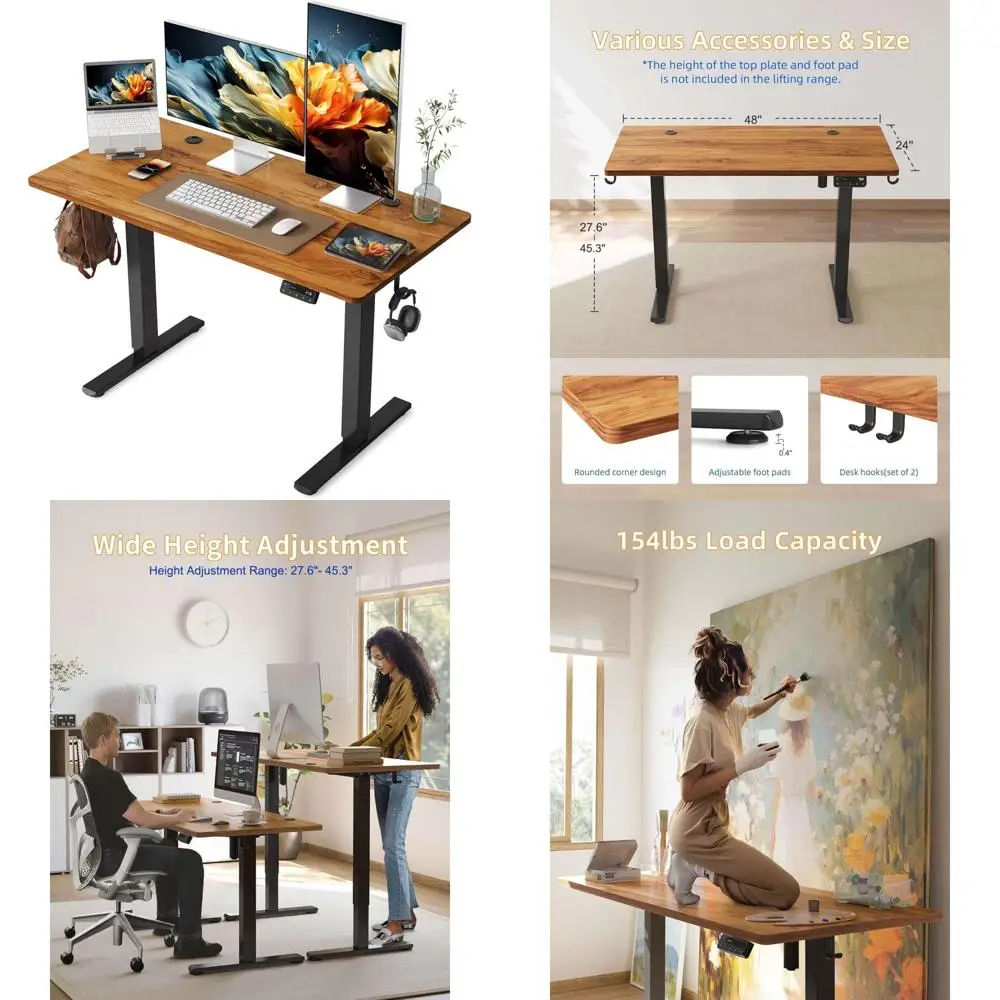 

Adjustable Height Electric Standing Desk 48x24 Inches, Splice Board, Home Office Computer Desk for Ergonomic Standing