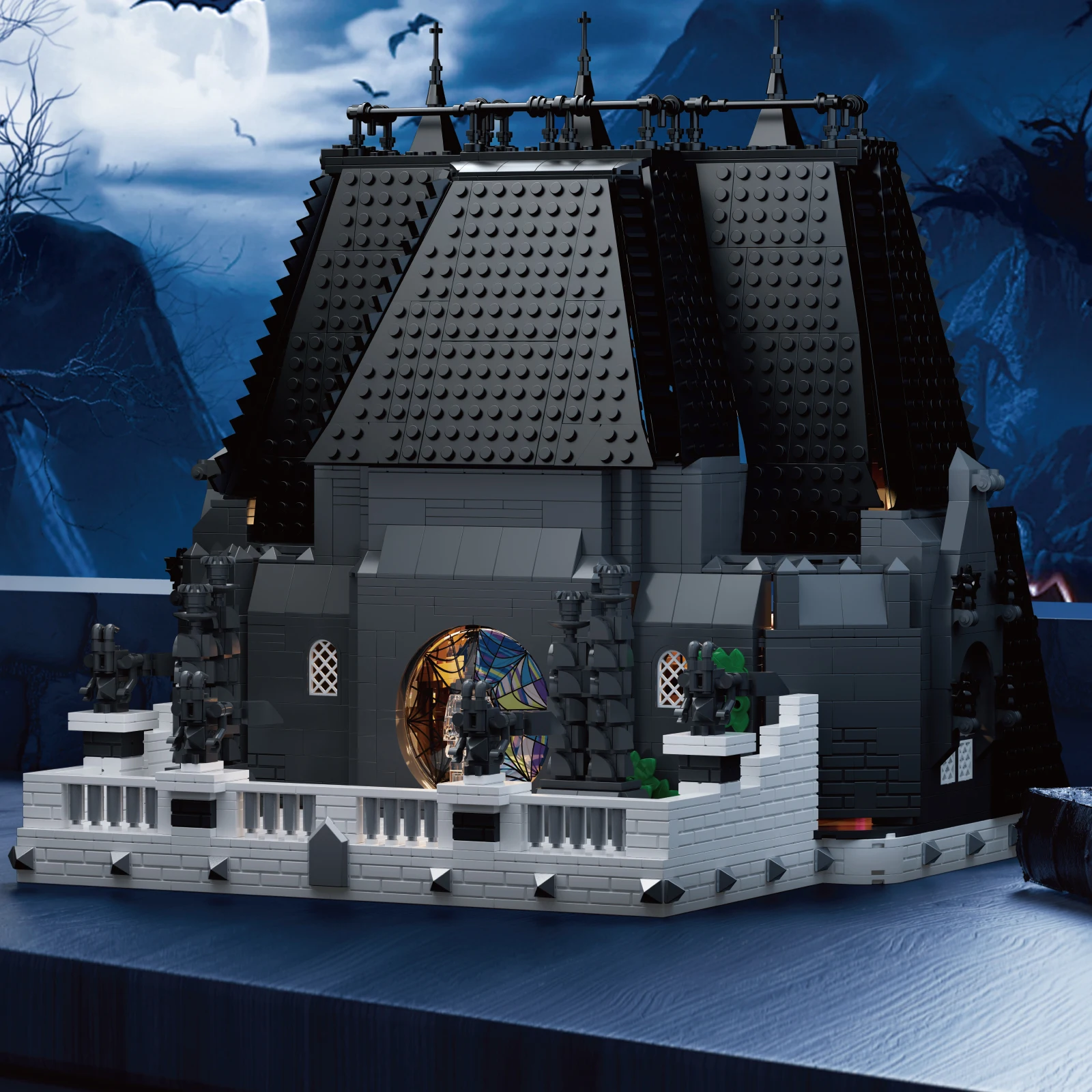 2659 pçs dormitório do quarta-feira vista de rua blocos de construção modelo brinquedos montagem moc casa tijolos ideais natal presentes do dia das bruxas