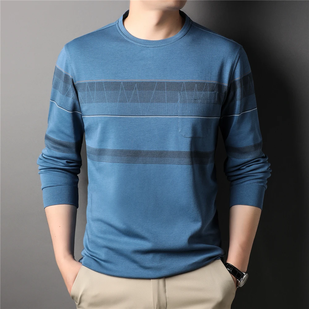 Brand O-Neck Long Sleeve T Shirt Men Clothing Spring New Arrival Top Classic Streetwear Casual Soft T-Shirt Homme Z5132