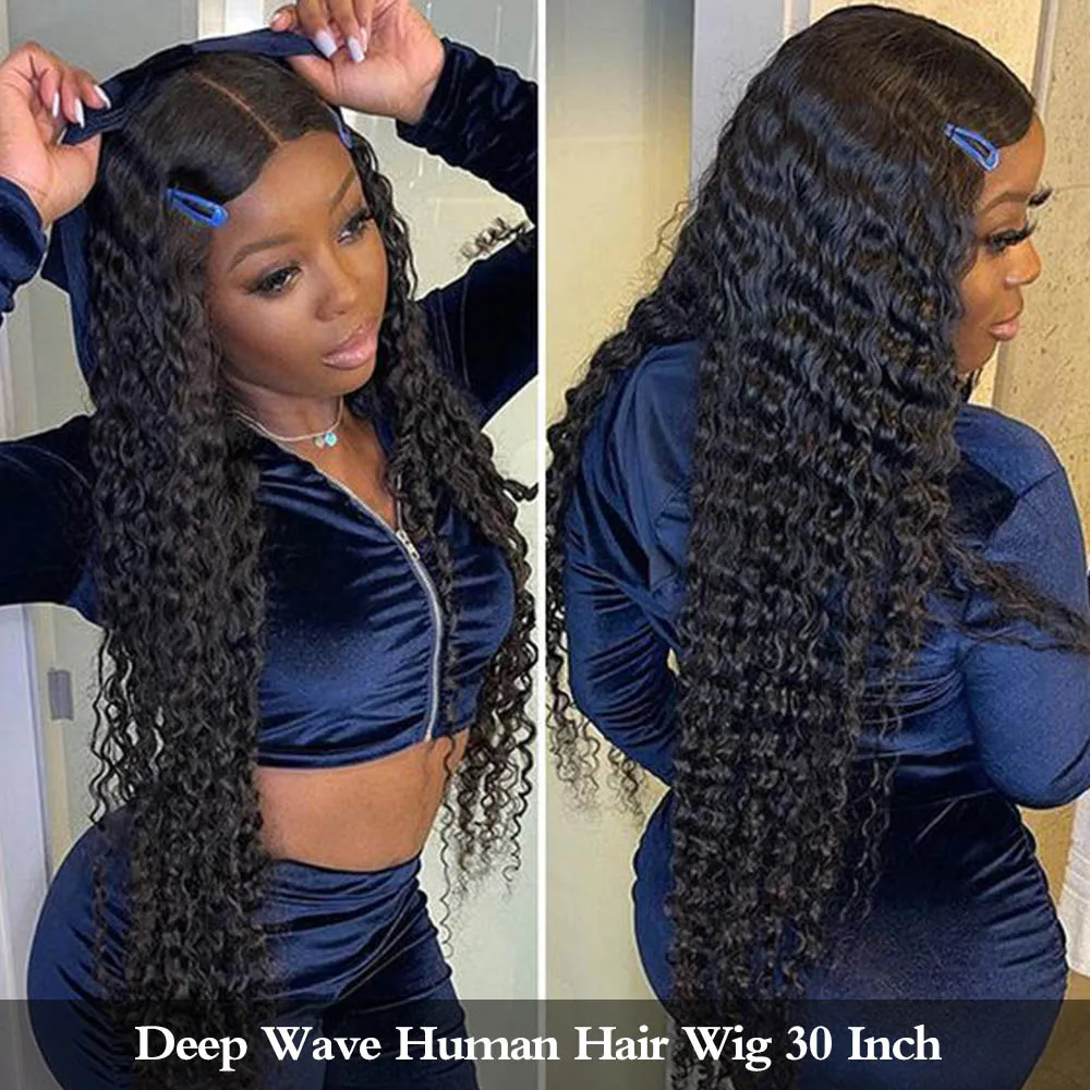 

Deep Wave Frontal Wig 13x6 Hd Lace Wear And Go Glueless Human Hair Wig Glueless Wig Human Hair Ready To Wear Curly Hair