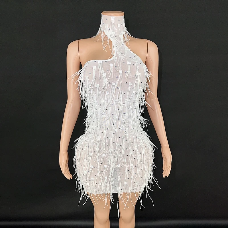 

Sexy Backless Feather Dress Clubwear Multi-Colors Singer Dancer Performance Wear Women Birthday Party Evening Dresses VDB7708