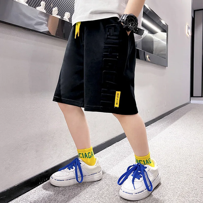 Children Boys Pants Summer Kids Knee Length Straight Pants Boys Short Sport Cotton Sweatpants Casual Trousers 6 8 10 12 14 Years