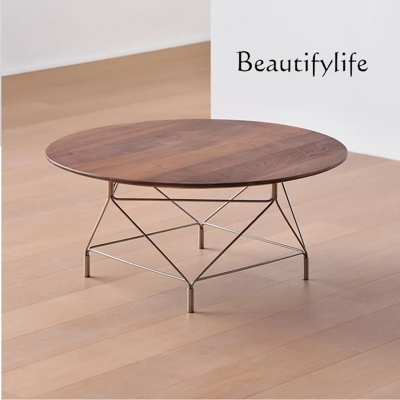 

Light luxury new creative sofa few living room small coffee table simple metal balcony small round table