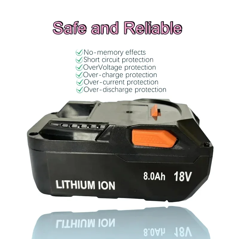 For AEG 18V Battery 8.0AH Lithium-Ion Battery For RIDGID R840087 R840085 L1815R L1850R L1830R R840083 Series Cordless Power Tool