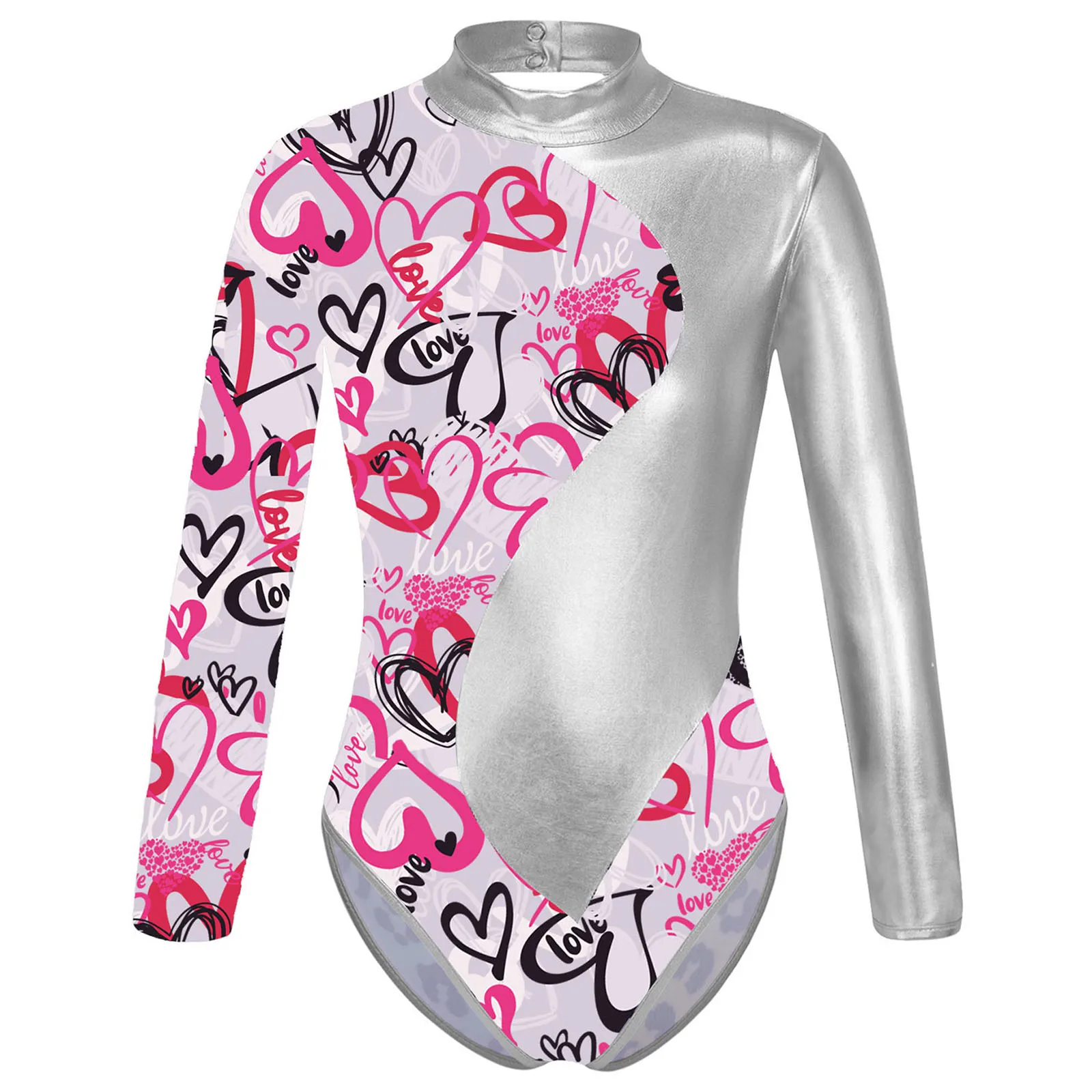 Kinder Mädchen Ballett Dance Sets Sport Gymnastik Training Outfits Mock Neck Gedruckt Langarm Trikot und Shorts Dance Kostüm