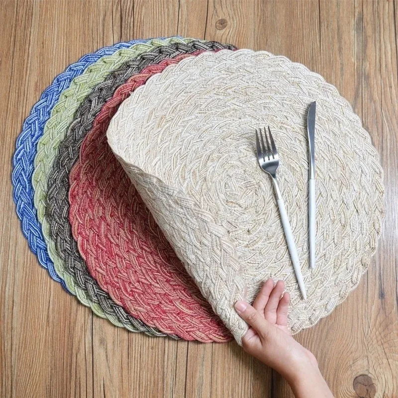 

Dining Table Insulation Pad Round Placemat Home Multi-function Table Pad Weaving Western Placemat