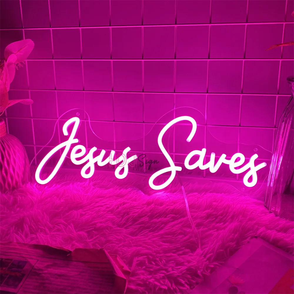 Neon LED Sign Jesus Save Lights Sign Bedroom Home Decoration Neon Night Lights USB Wall Art Room Party Decor Lignts