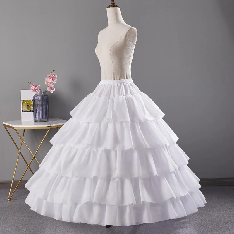 Vintage Crinoline Petticoat for Women White Fluffy Underskirt A-Line Petticoat 4 Hoops Skirts Elegant Wedding Dress