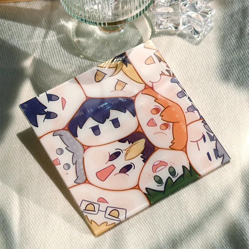 かわいいhaikyuuアニメコースター、qバージョンデスクトップ装飾、漫画の装飾、アクリル周辺ギフト、写真、10cm