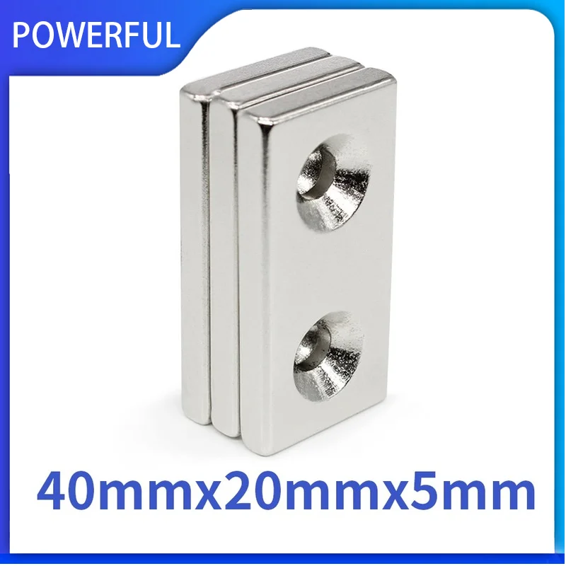 

1~20PCS 40mm x 20mm x 5mm-5mm Block Strong Rare Earth Magnets Countersunk Hole 5mm 40*20*5-5mmPermanent NdFeB Magnet