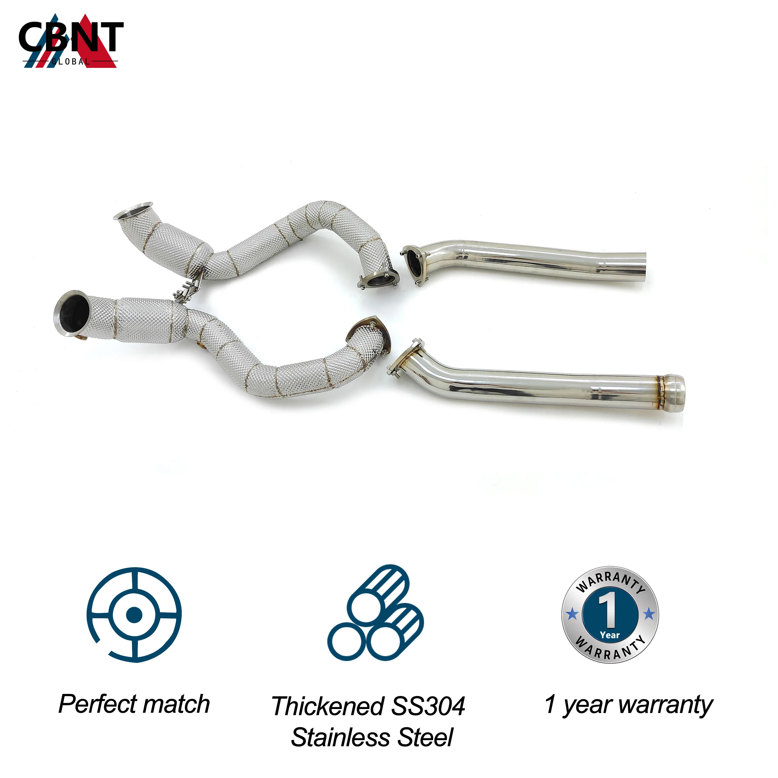 CBNT Exhaust Downpipe & Front Pipe for Aston Martin DB11 Vantage 4.0T Exhaust Header with Catalytic Converter SS304 Exhaust-pipe