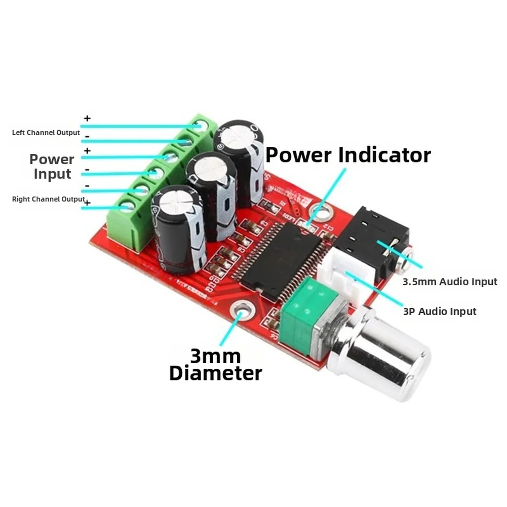 Digital Audio Board 2CH 12W Dual Channel Output DC9-14V Low Distortion With 3.5mm AUX Input For DIY Speaker