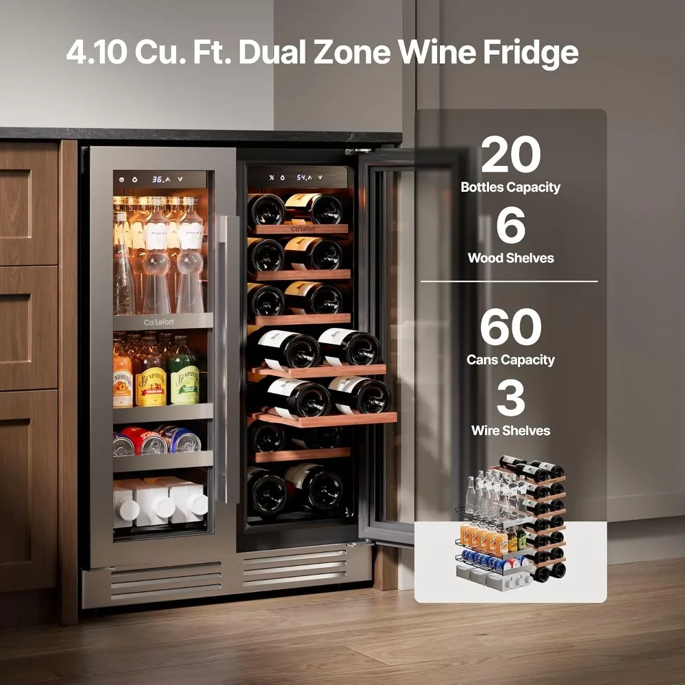 24 Inch Wine & Beverage Refrigerator, 60 Can & 20 Bottle