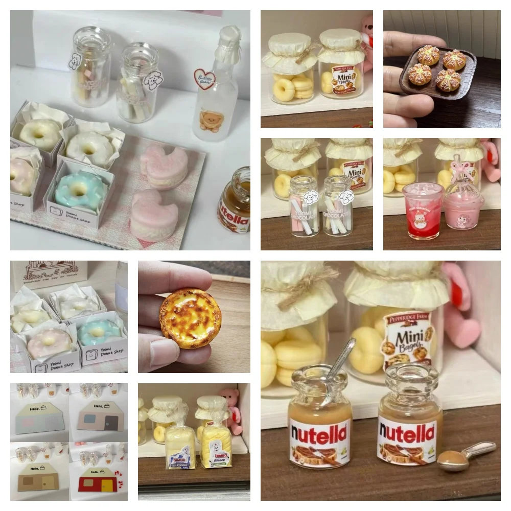 Miniature Doll Food Clay Toy Blythe Donut Bread Drink Bottle Mini Kitchen Simulation Cookie Jar Moldle Bjd Doll Shooting Props